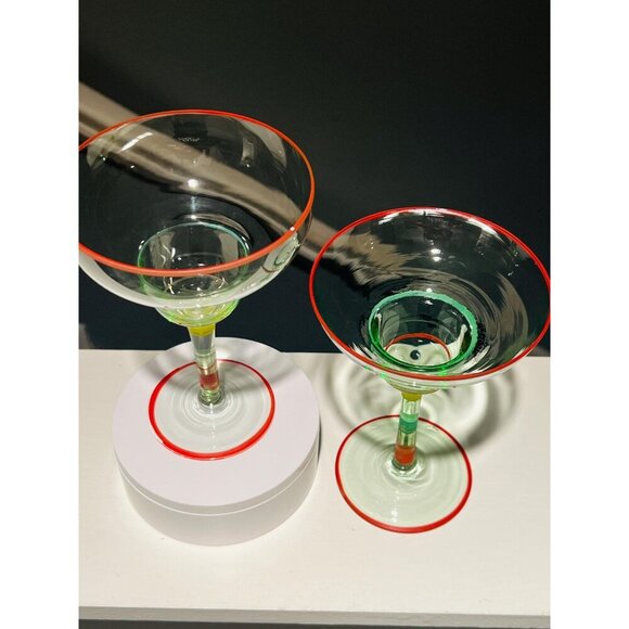 Hand Blown Mexican Margarita Glasses Set of 2 | Artisan Fiesta Glassware - Picture 5 of 5